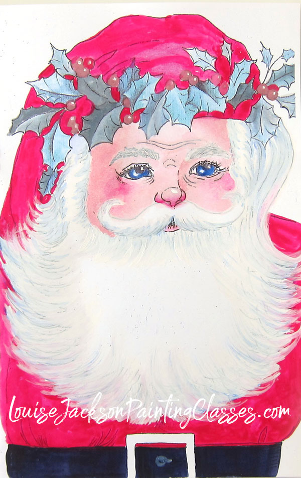 Santa Watercolor Painting can be framed or used as a Christmas card. 