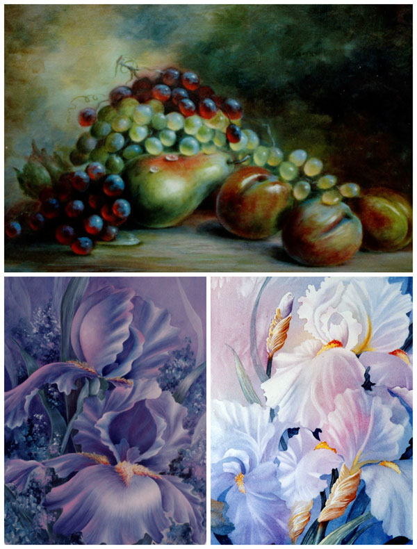 three paintings including a low key, middle key, and high key