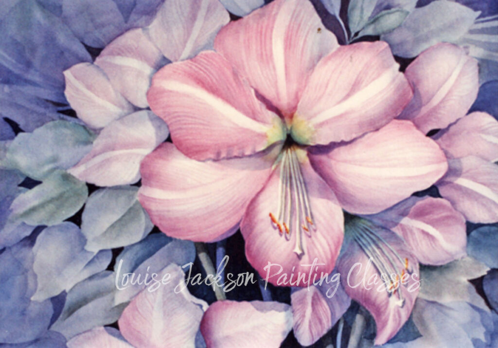 Amaryllis watercolor painting class image