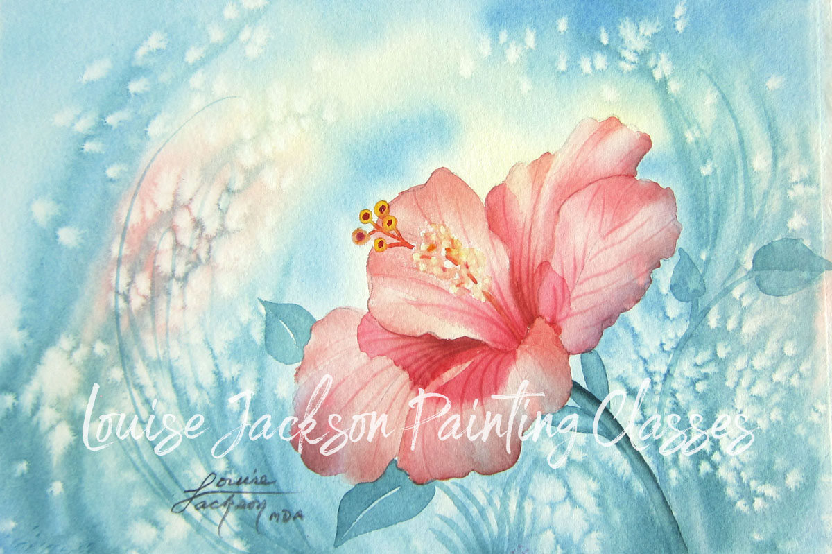 hibiscus watercolor painting class image