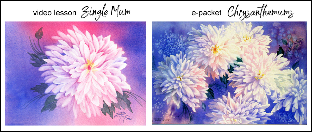 chrysanthemum paintings with video lesson Single Mum and e-packet chrysanthemums